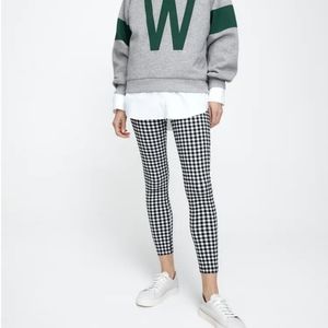 New Zara plaid legging pants women's medium black